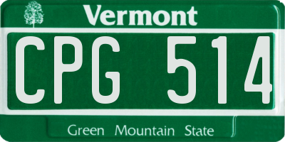 VT license plate CPG514
