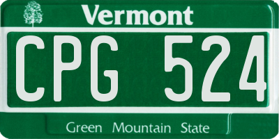 VT license plate CPG524