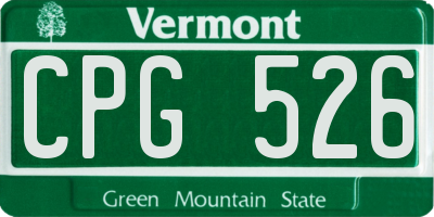 VT license plate CPG526