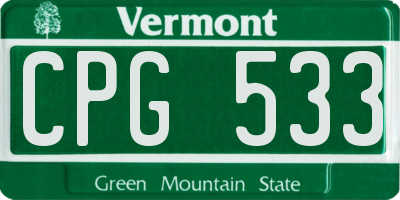 VT license plate CPG533