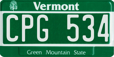 VT license plate CPG534