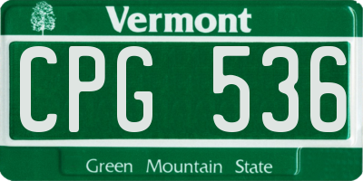 VT license plate CPG536