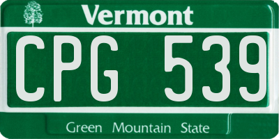 VT license plate CPG539