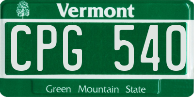 VT license plate CPG540