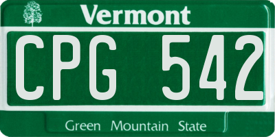 VT license plate CPG542