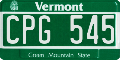 VT license plate CPG545