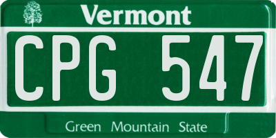 VT license plate CPG547