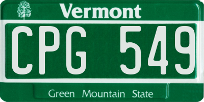VT license plate CPG549