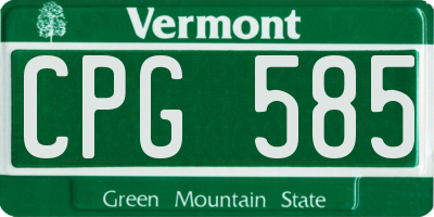 VT license plate CPG585