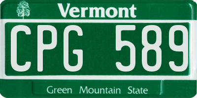 VT license plate CPG589