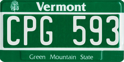 VT license plate CPG593