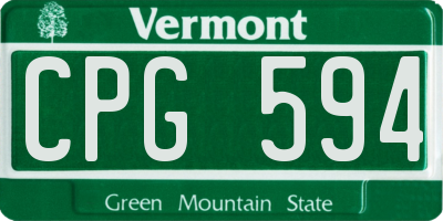 VT license plate CPG594