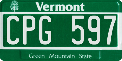 VT license plate CPG597