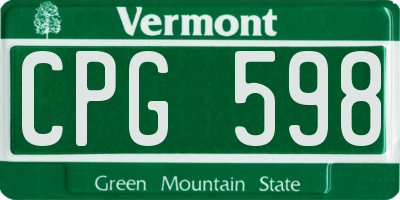 VT license plate CPG598