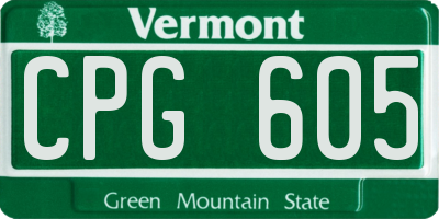 VT license plate CPG605