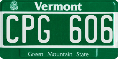 VT license plate CPG606