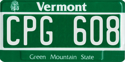 VT license plate CPG608
