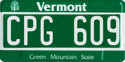 VT license plate CPG609