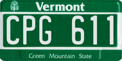 VT license plate CPG611