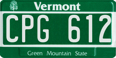 VT license plate CPG612