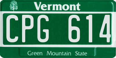 VT license plate CPG614