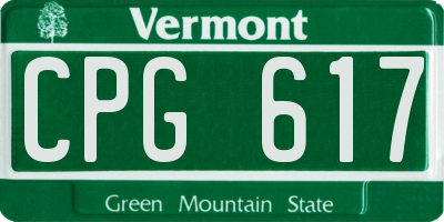 VT license plate CPG617