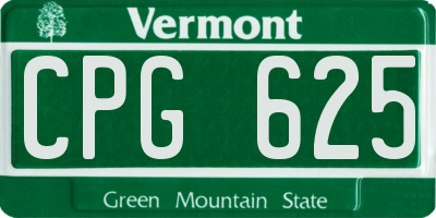 VT license plate CPG625