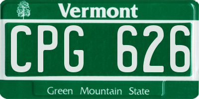 VT license plate CPG626