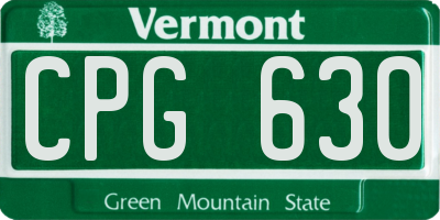 VT license plate CPG630