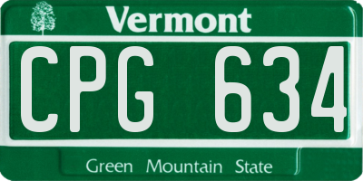 VT license plate CPG634