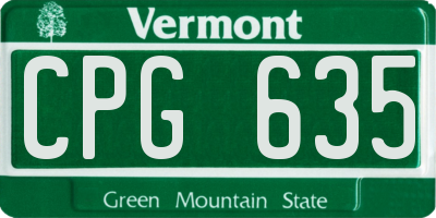 VT license plate CPG635