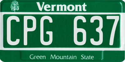 VT license plate CPG637