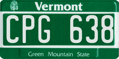 VT license plate CPG638