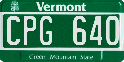 VT license plate CPG640