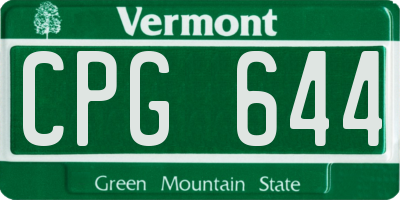 VT license plate CPG644