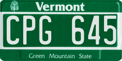 VT license plate CPG645