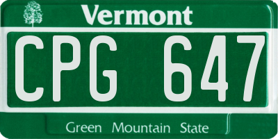 VT license plate CPG647