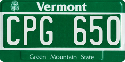 VT license plate CPG650