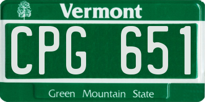 VT license plate CPG651