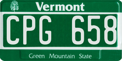 VT license plate CPG658