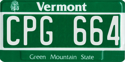 VT license plate CPG664