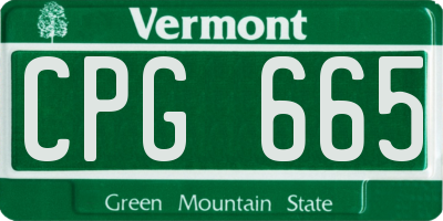 VT license plate CPG665
