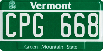 VT license plate CPG668