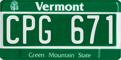 VT license plate CPG671