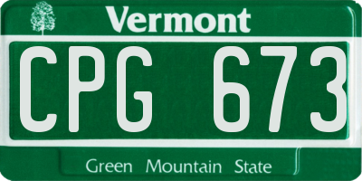 VT license plate CPG673