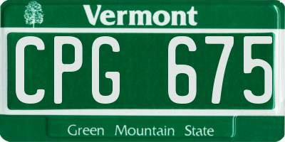 VT license plate CPG675