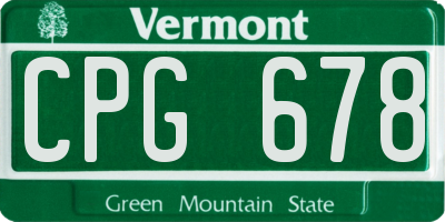 VT license plate CPG678