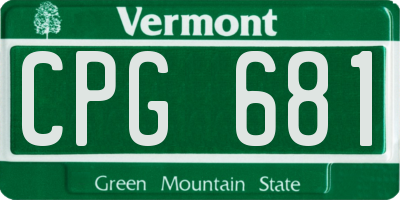 VT license plate CPG681