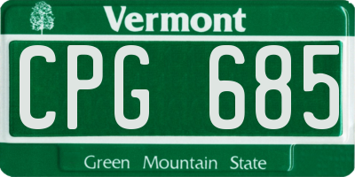 VT license plate CPG685