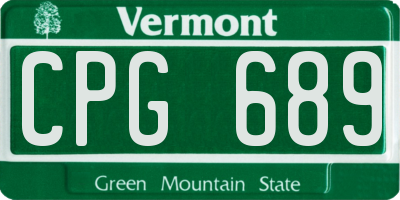 VT license plate CPG689